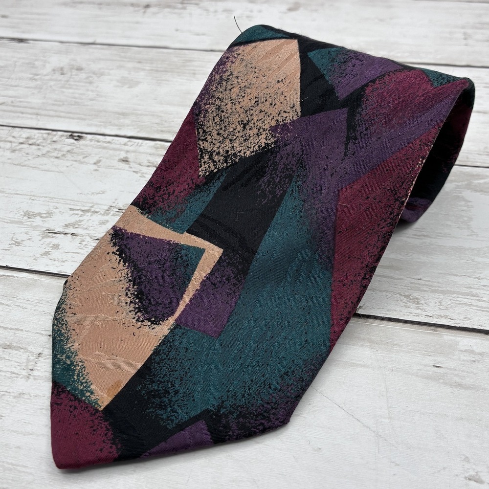 Vintage Roffé New York Paris Men's Tie Abstract Geometric Art Deco Hand Finished